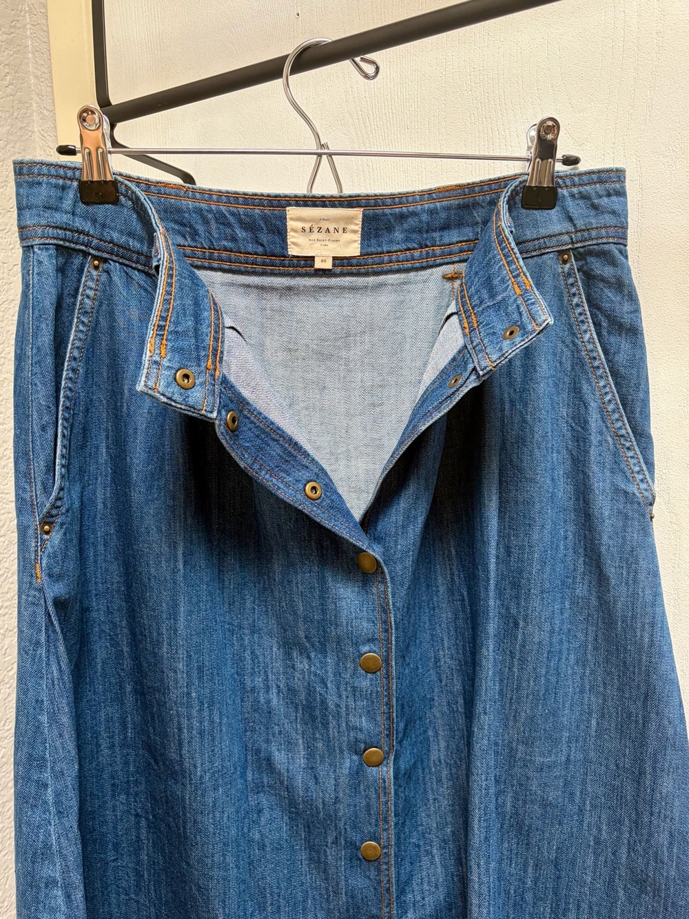 Sezane Clarine Skirt in Denim Size 8 - Picture 4 of 5